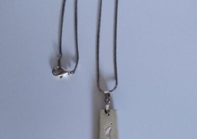 Pendentif, Chaîne Argent, Céramique, Acier