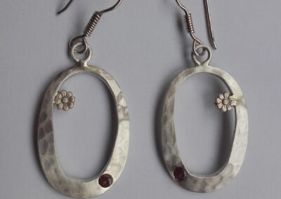 Boucles D'oreilles Argent, Rubis