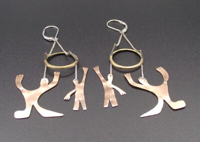 Boucles D'oreilles Cuivre, Laiton, Argent
