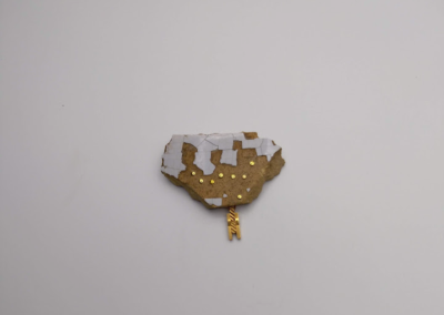 Broche, Céramique, Incrustation, Plaqué Or